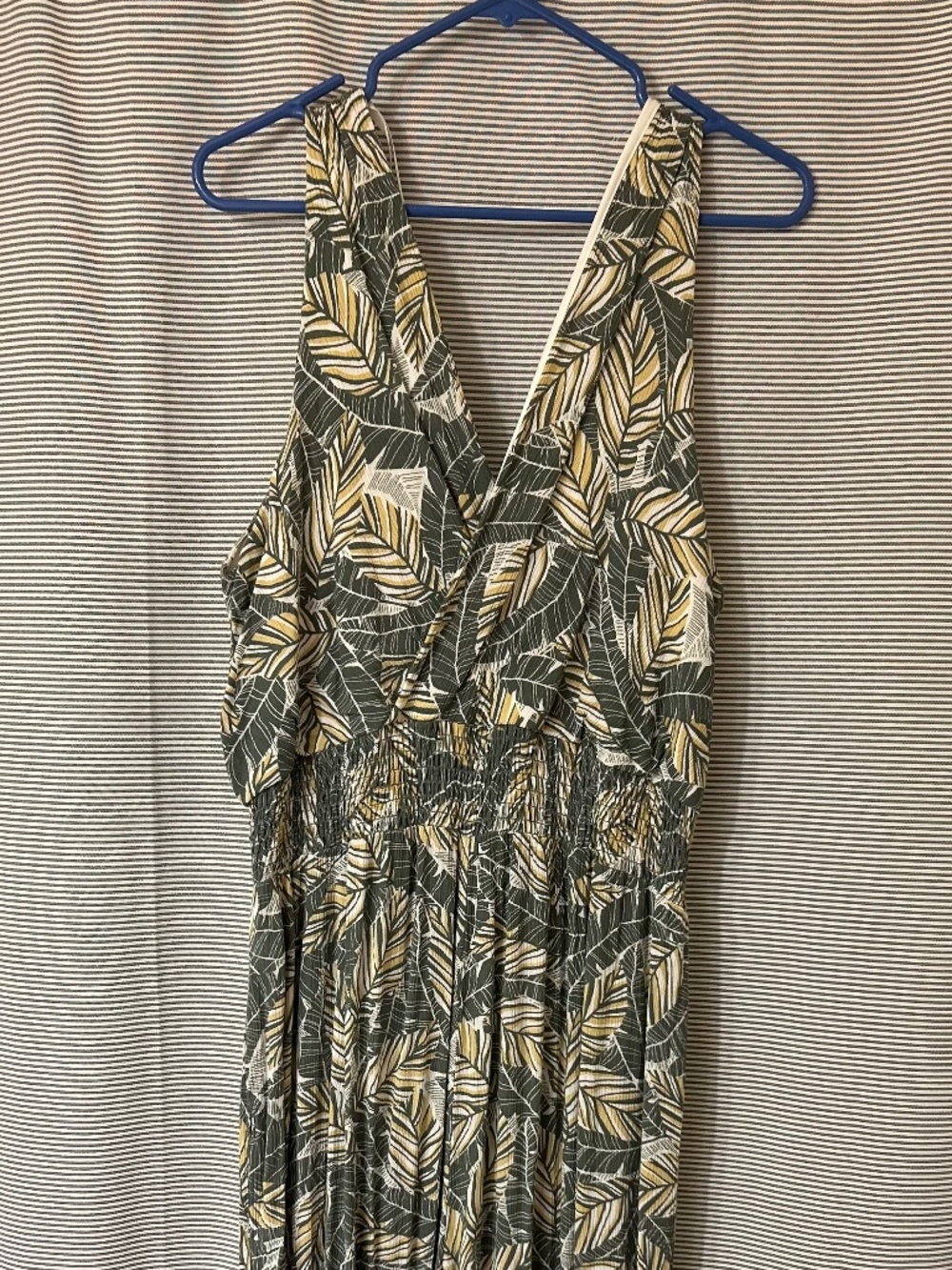 Nine West Olive Green Jumpsuit w/ Wide Leg, Smocked waist Size XL
